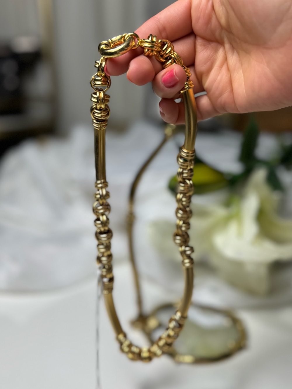 Gold-Tone Decorative Link Necklace